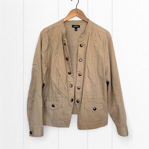 Torrid Military-Style Button-Front Light Jacket Size 2 (2X) Beige Cotton Blend